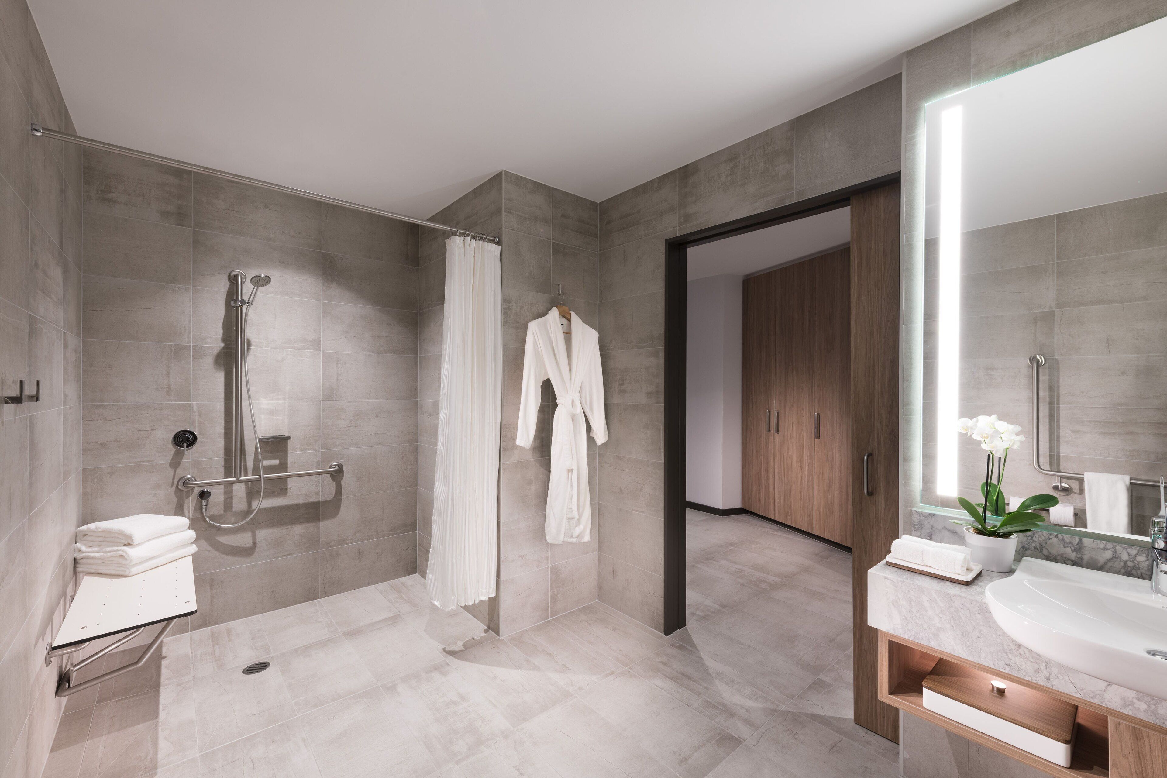 rainfall showerhead, free toiletries, hair dryer, bathrobes