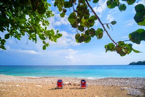 Private beach, sun loungers, beach umbrellas, beach towels