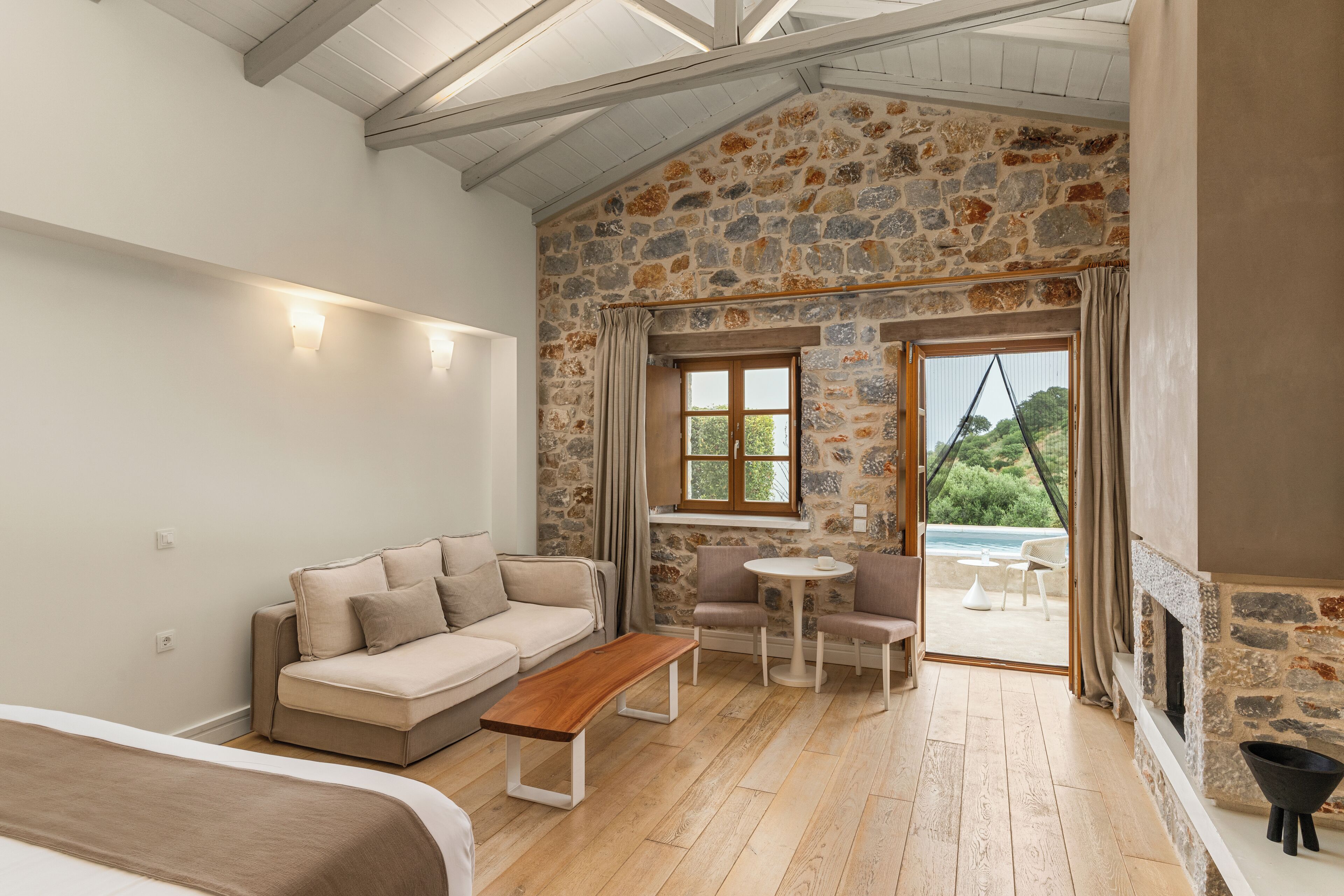 private pool honeymoon suite sea view | living area | lcd tv