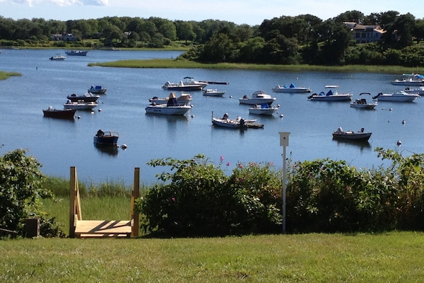 View from the Backyard.  Private Stairway down to Ocean Harbor, Little Mill Pond