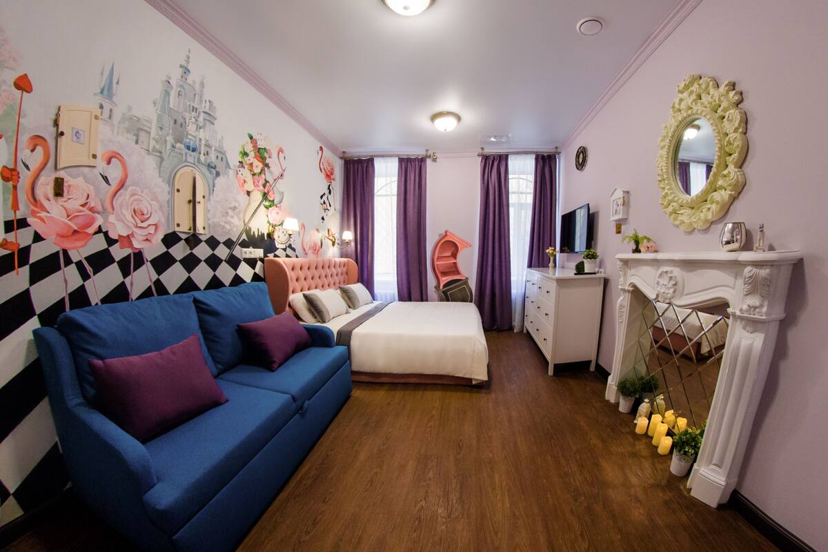 Studio Desain, 1 Tempat Tidur Double dengan tempat tidur Sofa | Setrika/meja setrika dan Internet kabel gratis