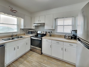 Fridge, microwave, oven, stovetop - You-N-Sea | Oceanfront, Large Windows with Views! (Topsail Beach)