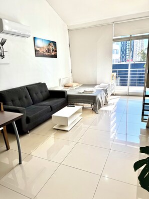 ห้องดีลักซ์ดูเพล็กซ์ (Departamento Alassio) | บริเวณนั่งเล่น | ทีวีจอแบน