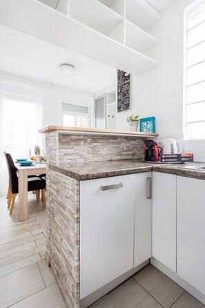 Superior Apartment, 1 Bedroom | Private kitchen | Fridge, microwave, oven, stovetop - Grand Budapest Penthouse (Budapest)