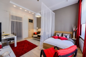 Premium bedding, individually decorated, individually furnished, desk