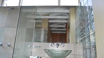 Combined shower/tub, rainfall showerhead