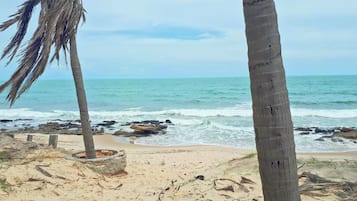 On the beach, white sand