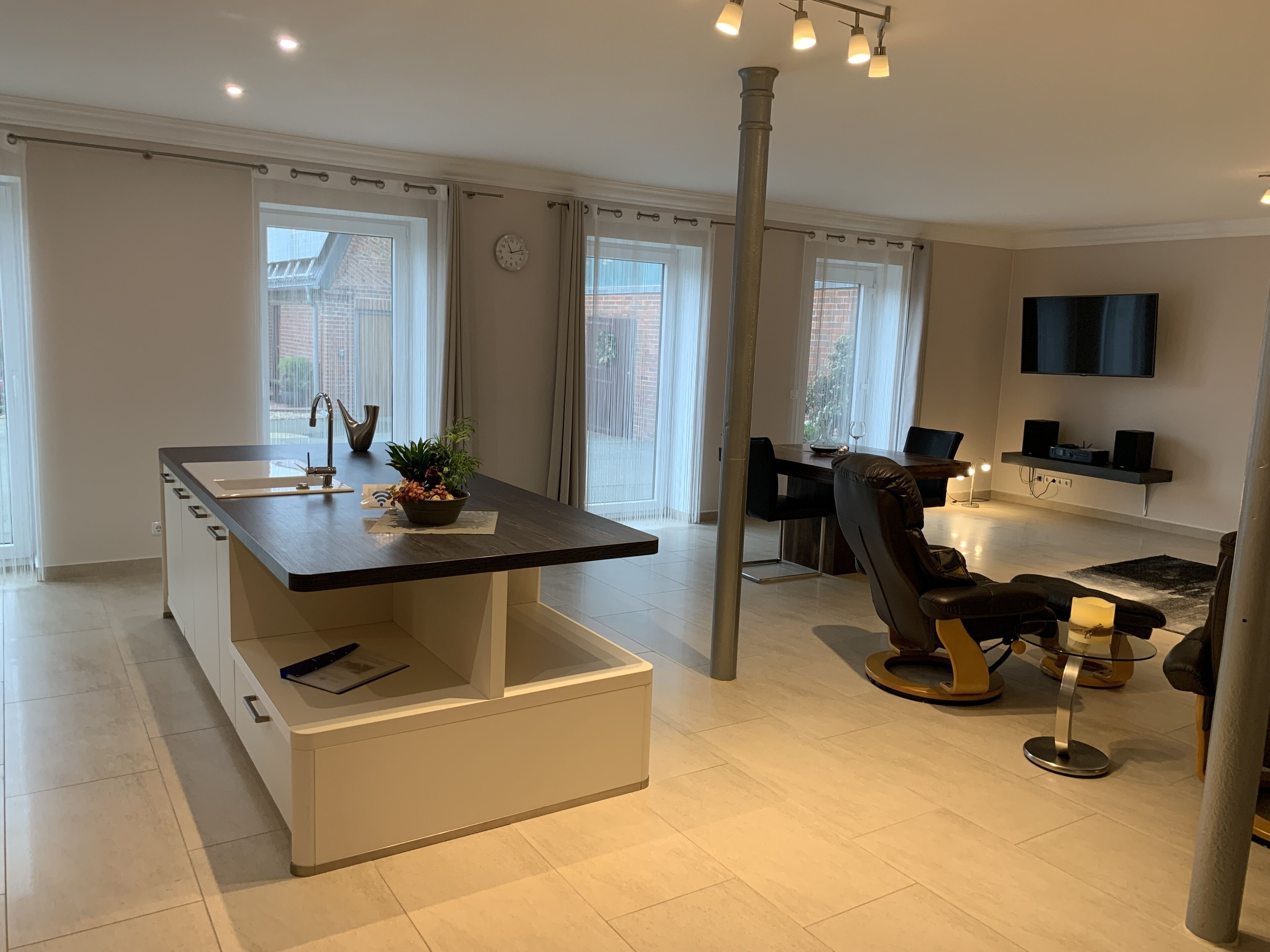 Comfort Suite, 2 Queen Beds, Non Smoking, Courtyard View | Living area | 55-inch flat-screen TV with satellite channels, TV, iPod dock