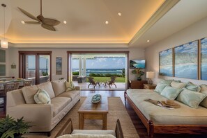 Living area - Designer Two Bedroom | Directly Beachfront | AC | Gourmet Kitchen | Private (Waialua)