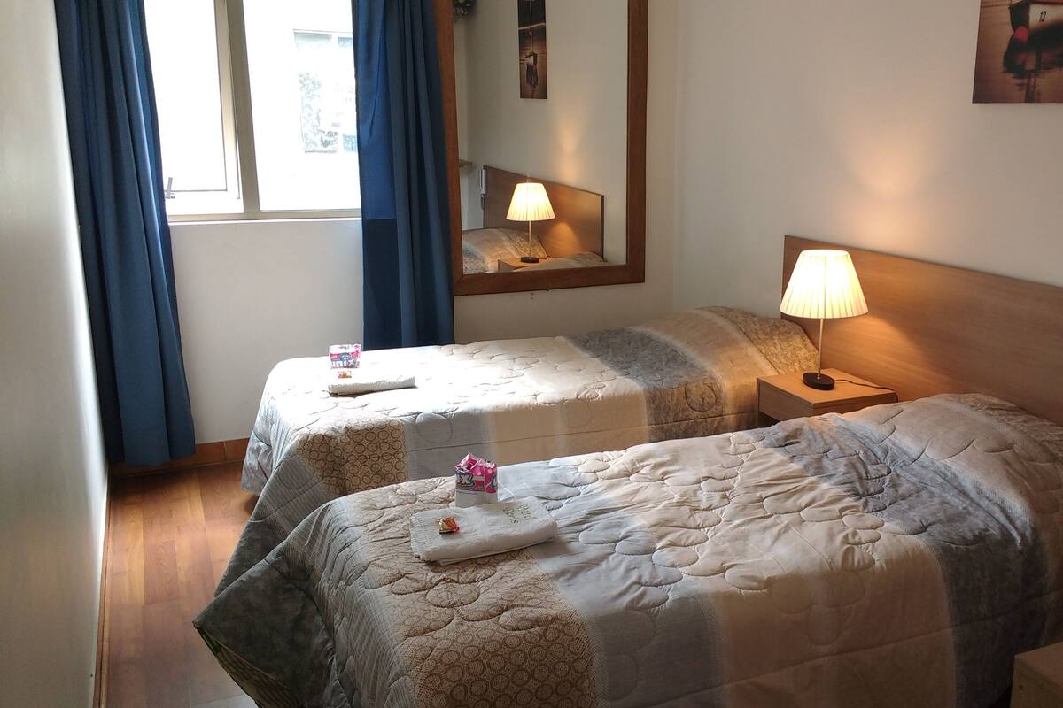 Habitación con 2 camas individuales | Escritorio, wifi gratis, ropa de cama