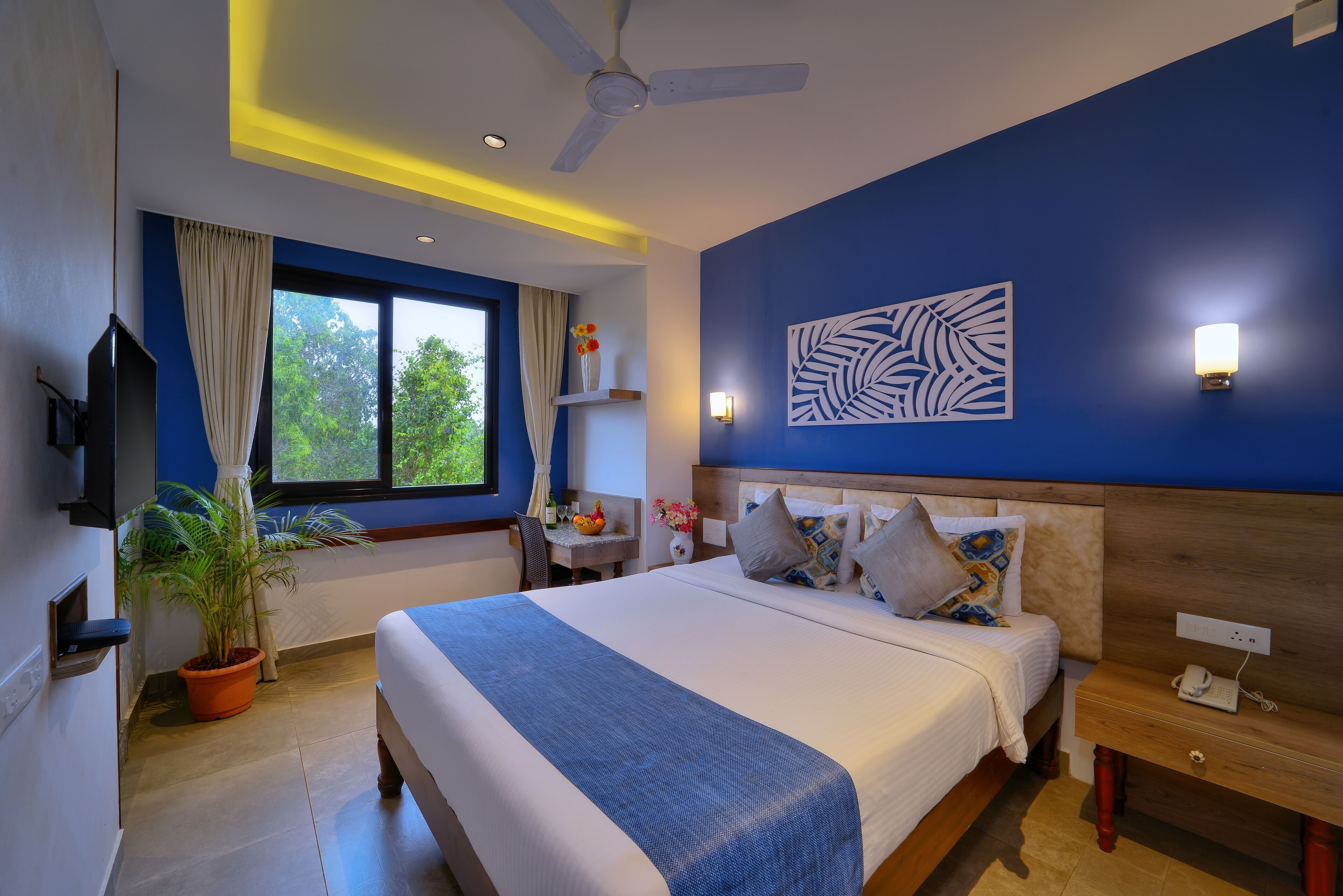 Premium bedding, memory-foam beds, in-room safe, desk