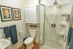 Shower, hair dryer, towels - Luxury Scandinavian-Style Lake House Very Near Porcupine Mountains. <br>VIDEO (Ontonagon)