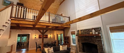 Smart TV, fireplace, table tennis, books
