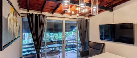 Viktory 201 Apartment With Balcony | Living room | 55-inch flat-screen TV with satellite channels, LCD TV