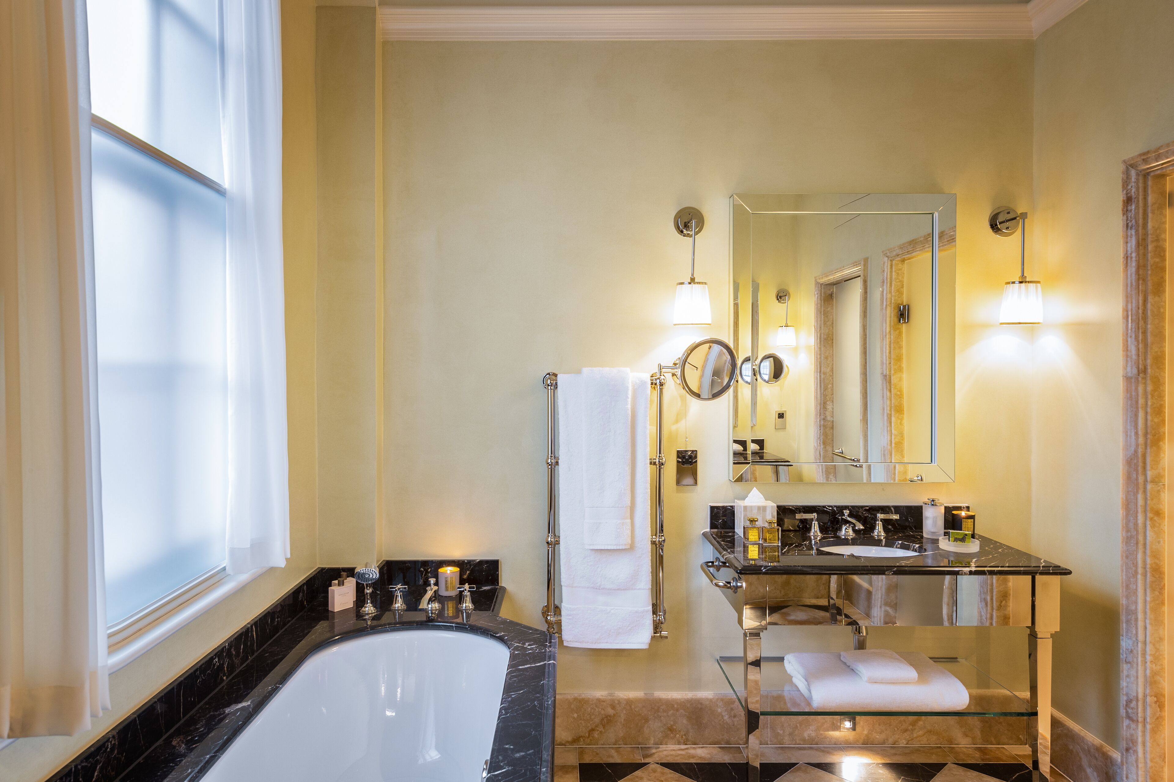 junior suite grande | bathroom | designer toiletries, hair dryer, bathrobes, slippers