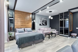 Studio Luxe (54 Bolshaya Vasilkovskaya Street) | Literie de qualité supérieure, fer et planche à repasser, Wi-Fi gratuit