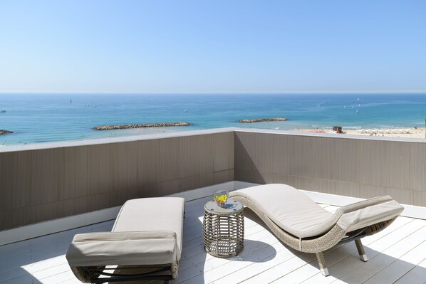 Luxury Apartment, 3 Bedrooms, Sea View | Terrace/patio - 2 Terraces Panoramic Sea View & Parking (Herzliya)