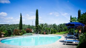 Außenpool (je nach Saison geöffnet), Sonnenschirme, Liegestühle