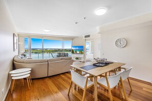 2 BR Premium Water View | Living area | Flat-screen TV, DVD player - The Duporth Riverside (Maroochydore)