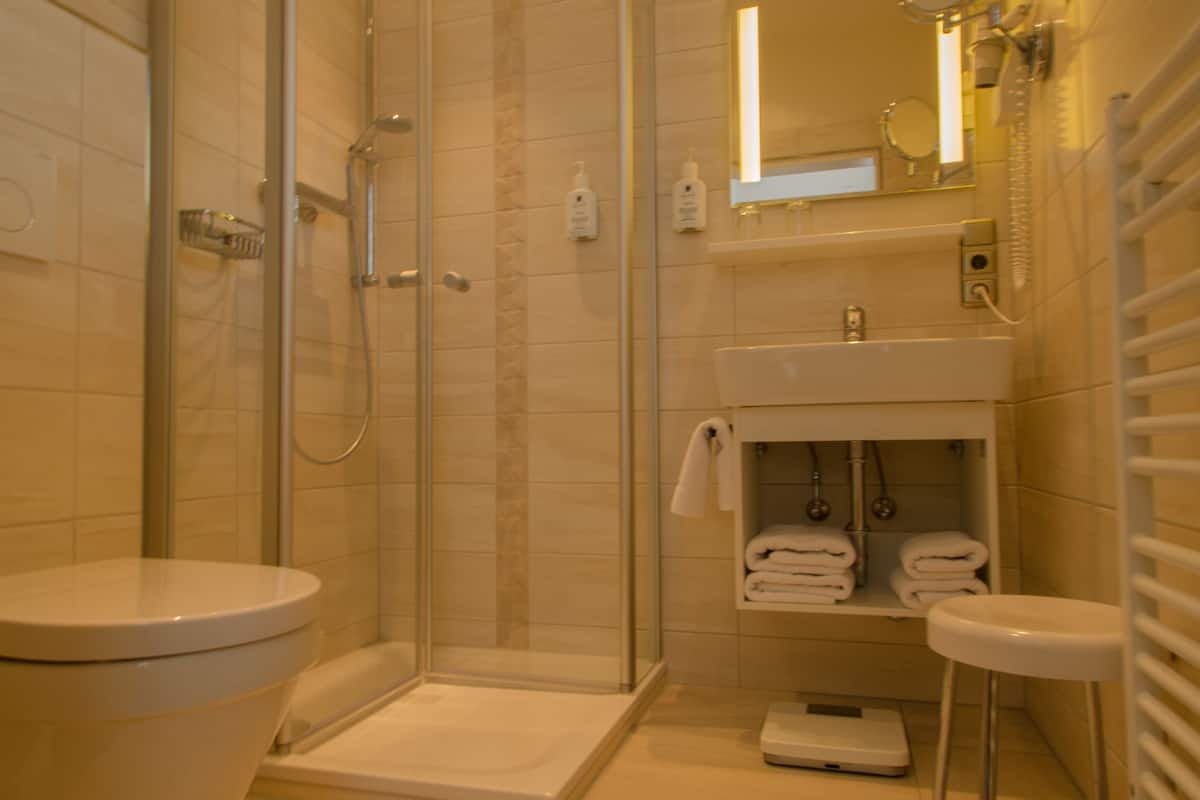 free toiletries, hair dryer, towels