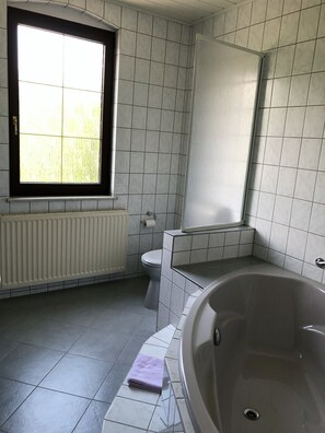 Double Room | Bathroom | Shower, hair dryer, towels - Pension Bennelliebschänke (Seiffen)