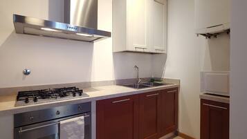 Apartment, 2 Bedrooms | Private kitchen | Full-size fridge, microwave, oven, stovetop