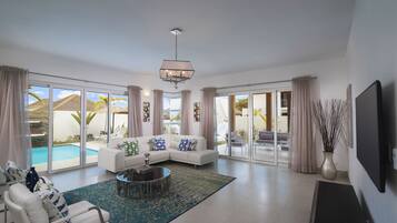 Royal Villa, 4 Bedrooms (All Inclusive) | Living room | Flat-screen TV