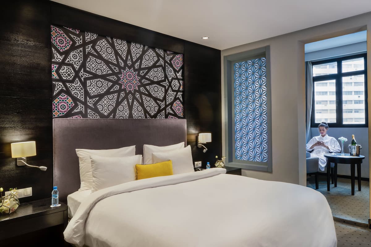 1 slaapkamer, lakens van Egyptisch katoen, luxe beddengoed, een minibar