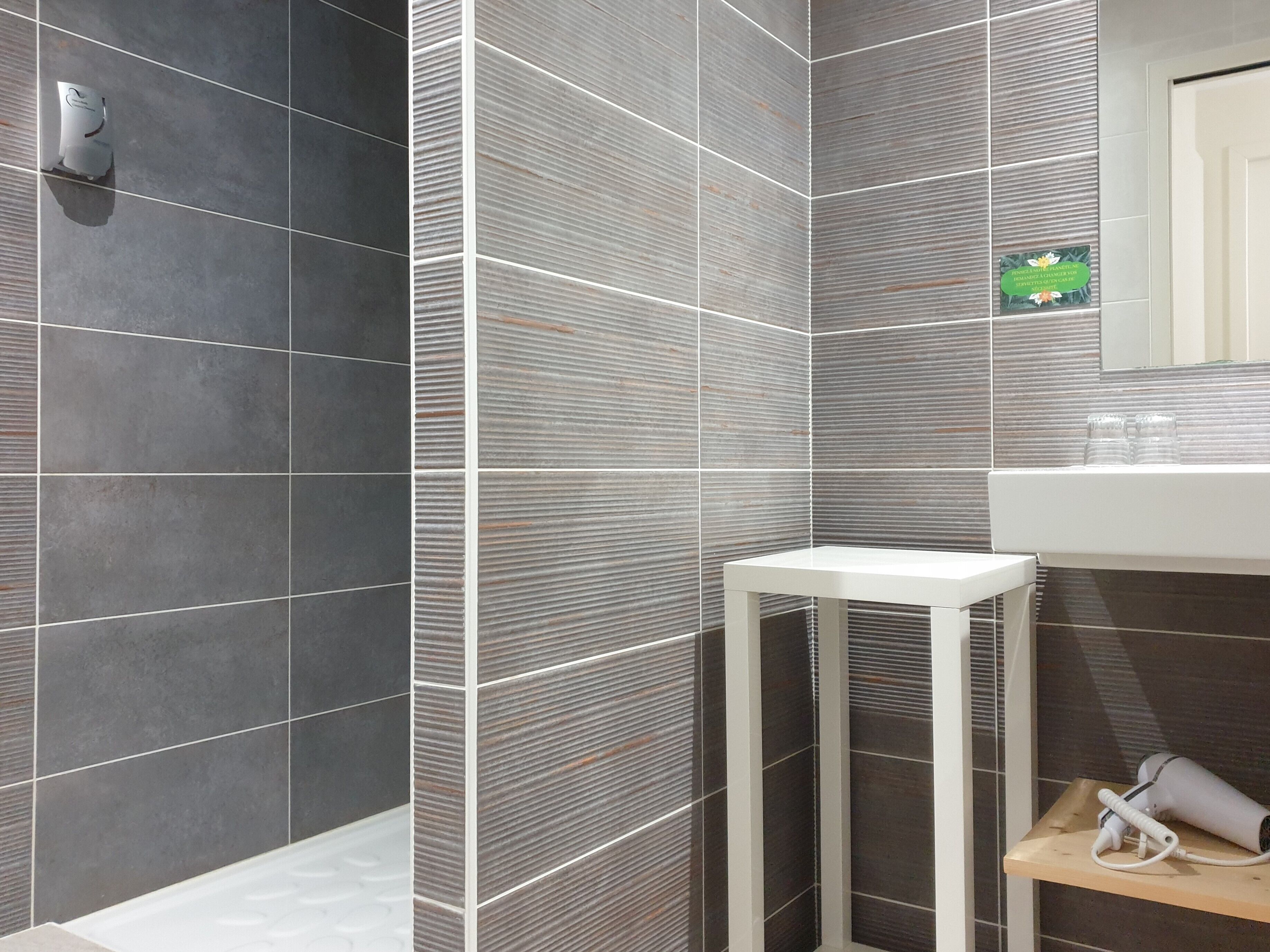 2 bedroom suite for 3 | bathroom | shower, hair dryer, towels, soap