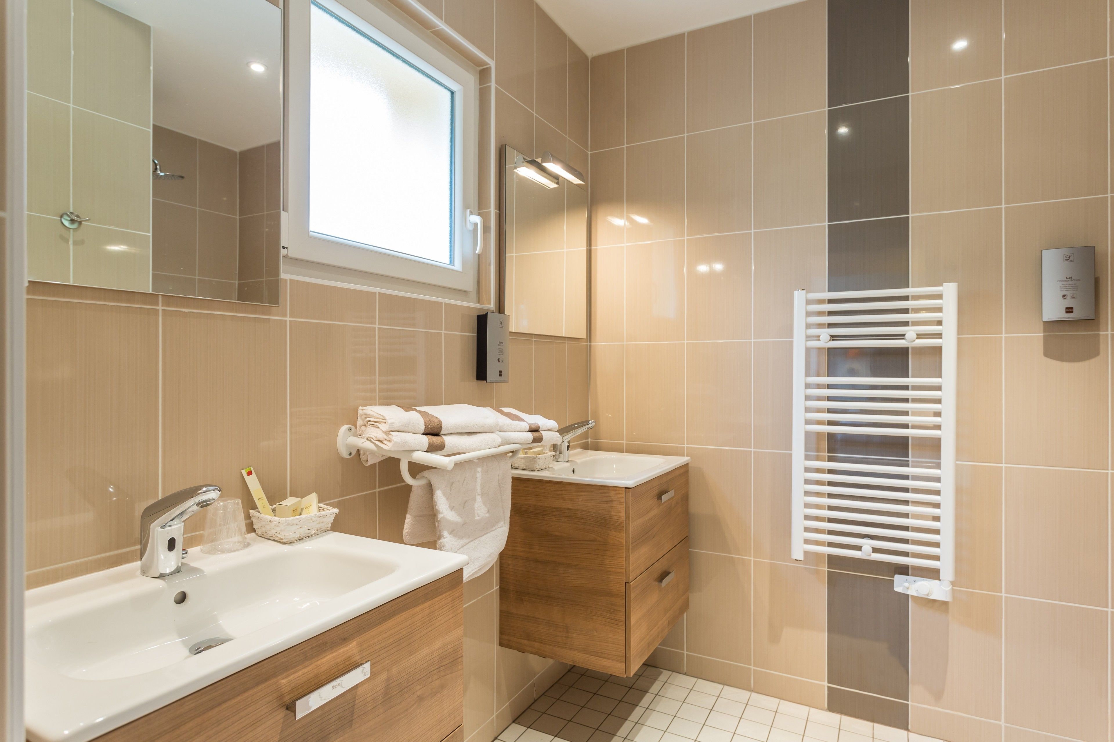 free toiletries, hair dryer, towels