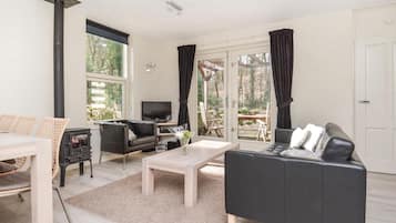 Een open haard en een dvd-speler