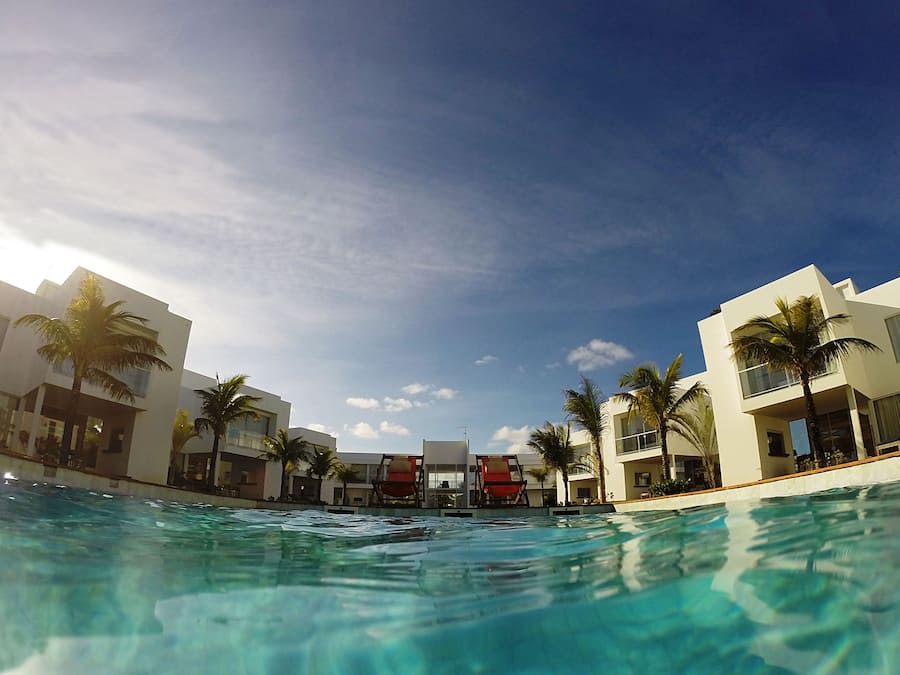 Outdoor pool, pool loungers