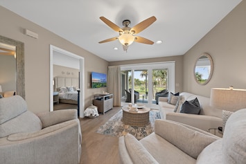 Open floor plan with views of the golf courses