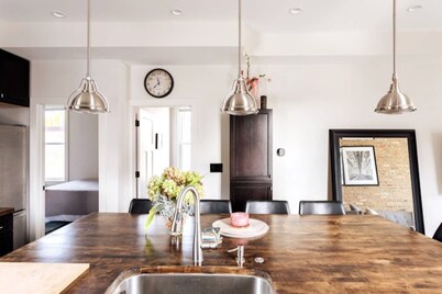 Soft Leather and Warm Bricks at a Stylish Rogers Park Home