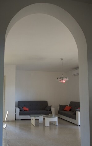 TV, caminetto, lettore DVD, tavolo da ping pong