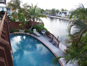 Outdoor pool, a heated pool - Venetian Shores Escape! Heated Pool, 3BR, 70ft Dock, Dog-Friendly! (Islamorada)