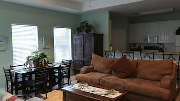 Smart TV, DVD player, books, video library