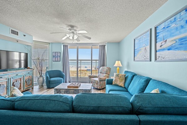 TV, DVD player - Oceanfront Coastal Condo, Outdoor Pool and Hot Tub | Crescent Shores - N 103 (North Myrtle Beach)