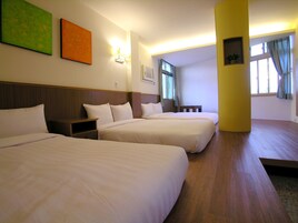 Desk, blackout drapes, WiFi (free), bed sheets
