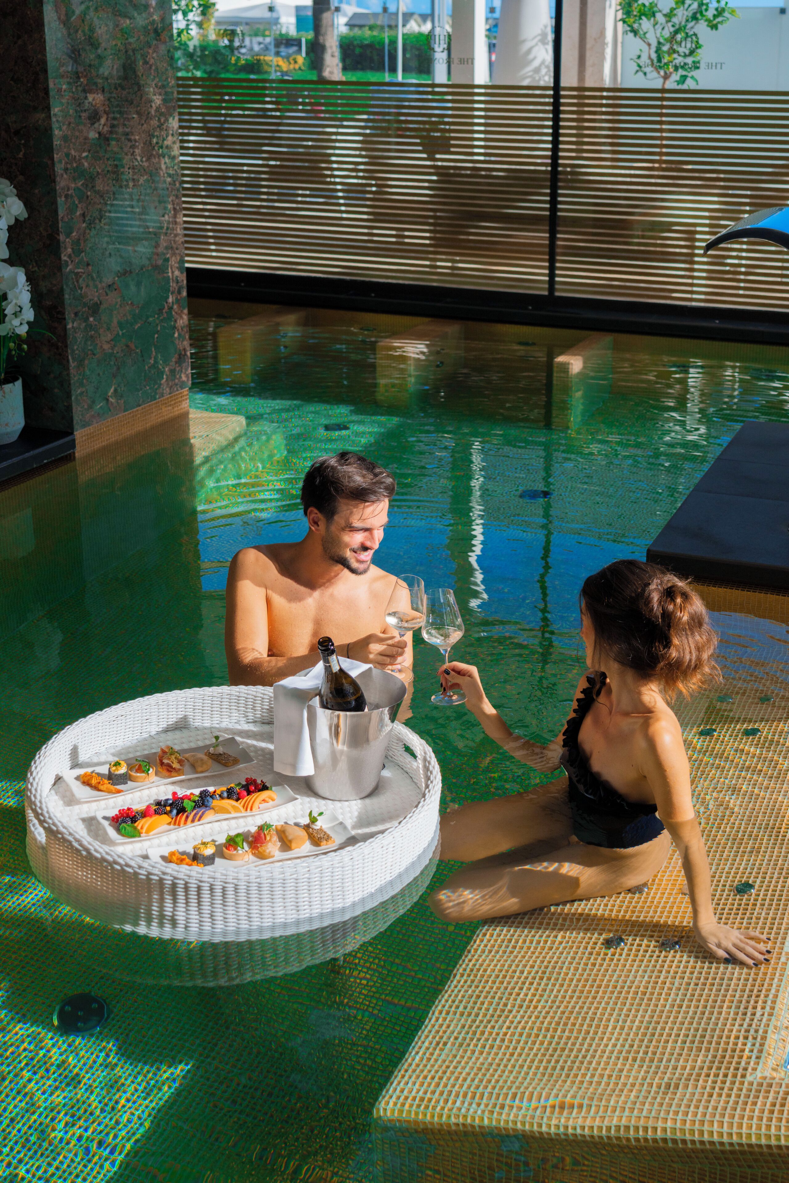 Indoor pool, seasonal outdoor pool, sun loungers, lifeguards on site