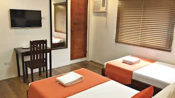 Desk, free WiFi, bed sheets