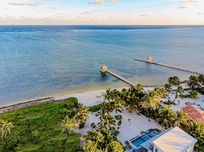 On the beach, sun-loungers, beach towels