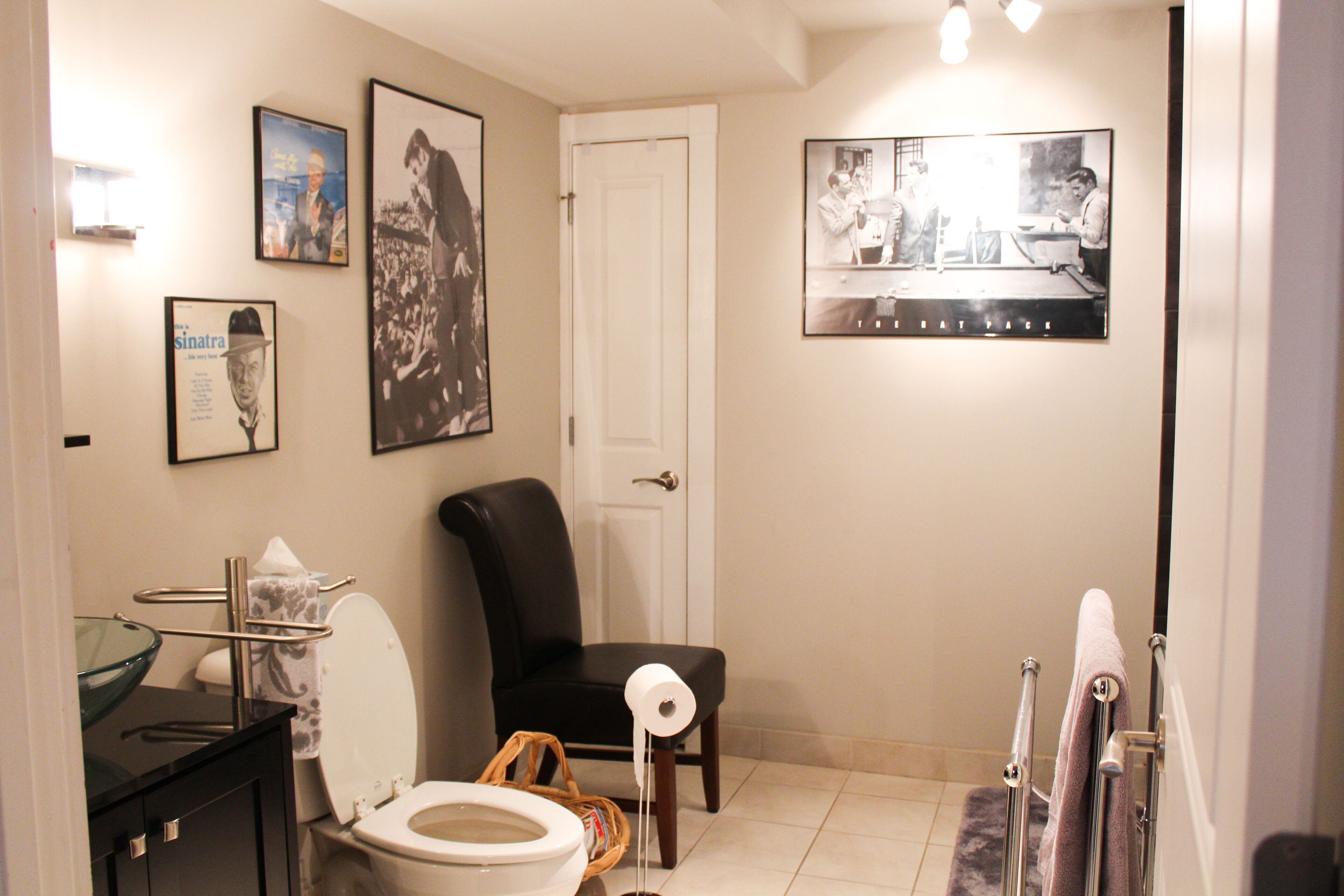 Shower, hair dryer, towels, shampoo