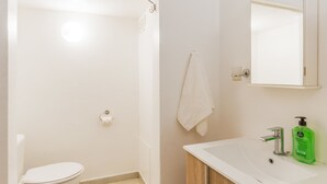 Design studio suite | Badkamer | Een douche, een regendouche, gratis toiletartikelen, handdoeken