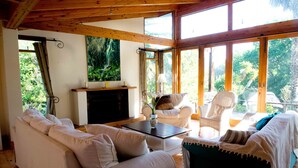 Family House, 3 Bedrooms, Park View, Garden Area | Living room | Flat-screen TV, fireplace - Constantia Home On Alphen Trail (Cape Town)