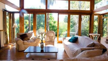 Family House, 3 Bedrooms, Park View, Garden Area | Living room | Flat-screen TV, fireplace