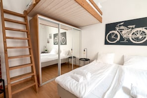 1 bedroom, laptop workspace, soundproofing, iron/ironing board