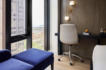 Room, 1 King Bed (Millennium) | In-room safe, desk, laptop workspace, blackout drapes at Arlo Chicago