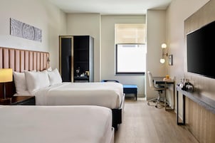 In-room safe, desk, laptop workspace, blackout curtains