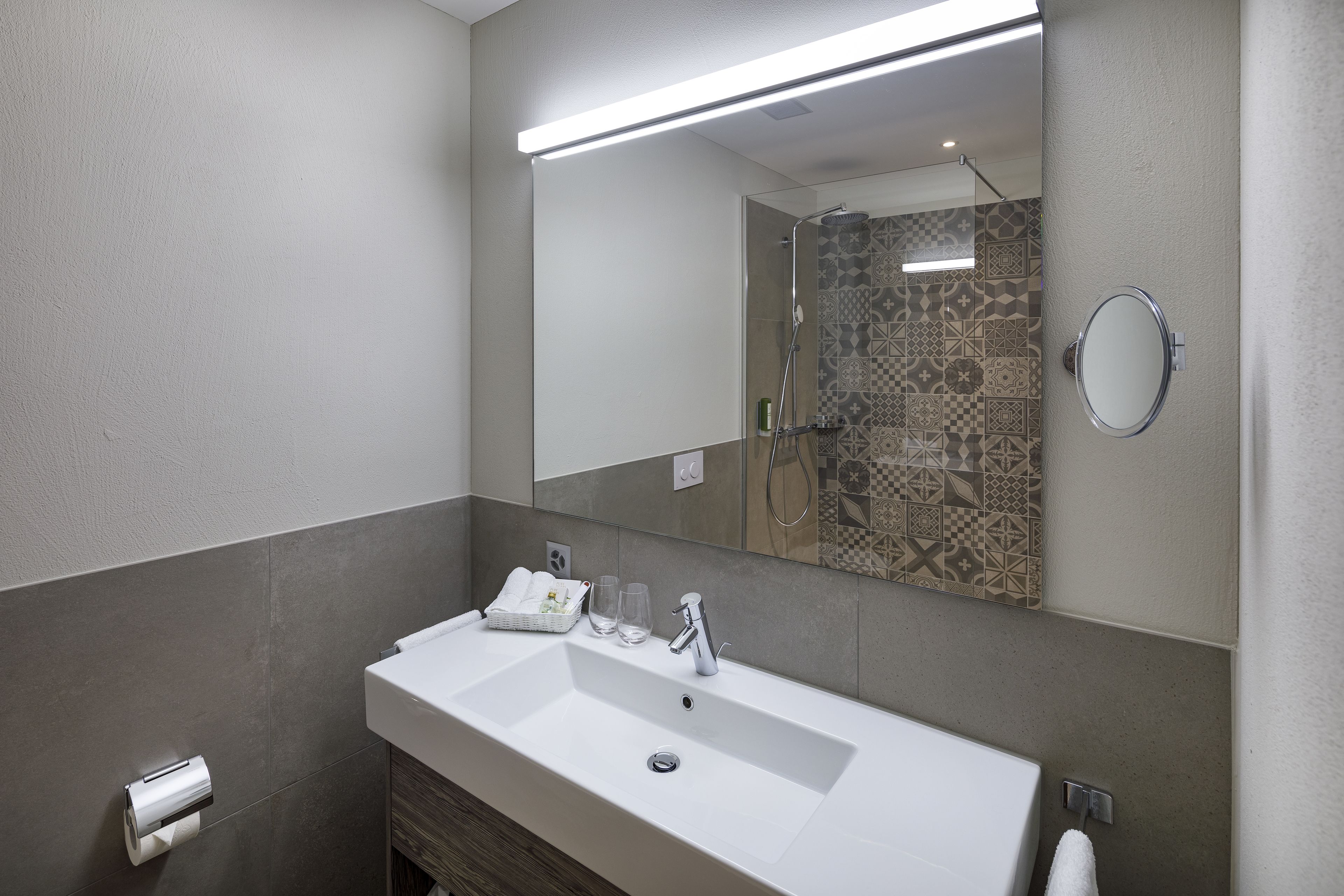 free toiletries, hair dryer, slippers, towels